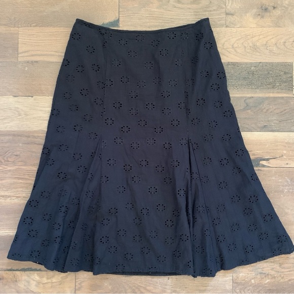 Nine & Co. Dresses & Skirts - Nine & Co Black Eyelet Cotton Midi Flare Skirt Size 8